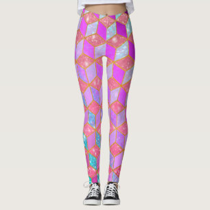 Gold Lined Diamond-Shaped Hexagon in Pastel V Leggings