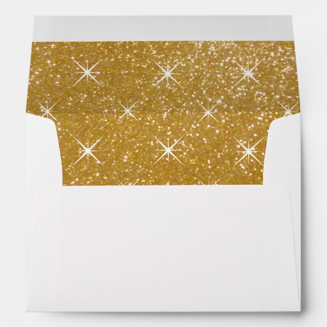 Gold lined envelopes with golden glittery sparkles (Back (Bottom))