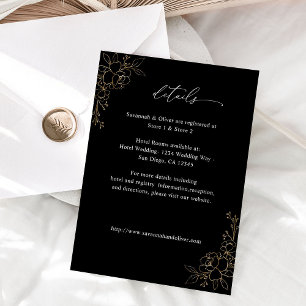 Gold Lined Floral Details - Black Enclosure Card