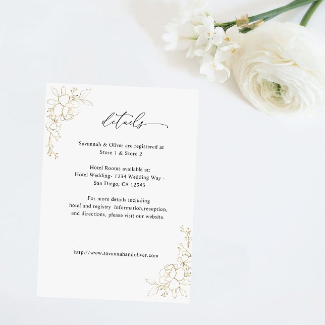 Gold Lined Floral Details Enclosure Card (Creator Uploaded)