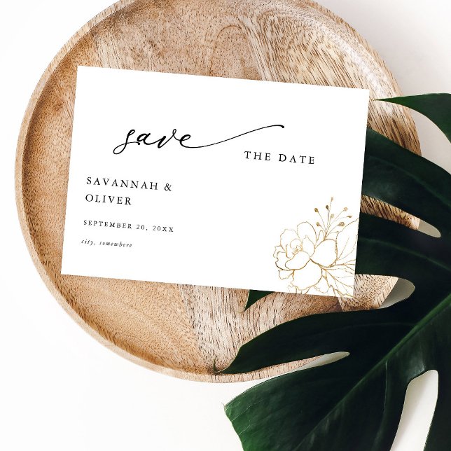 Gold Lined Floral Save the Date (Creator Uploaded)