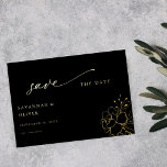 Gold Lined Floral Save the Date - Black<br><div class="desc">Real Foil version, choose from Gold, Silver or Rose Gold on Black. Simple and Chic this Save the Date featuring Real Foil Gold Lined hand drawn florals is stunning. There's no need to worry about matching colours, this save the date goes with just about any theme or colour palette. Fall...</div>