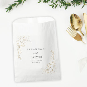 Gold Lined Floral Wedding Favour Bag