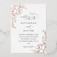Gold Lined Floral White, Black & Foil Wedding