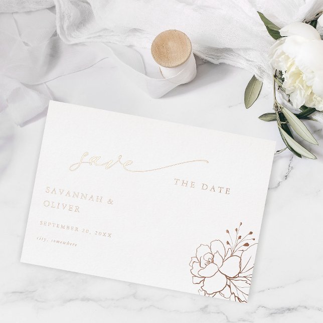 Gold Lined Floral White & Save the Date (Creator Uploaded)