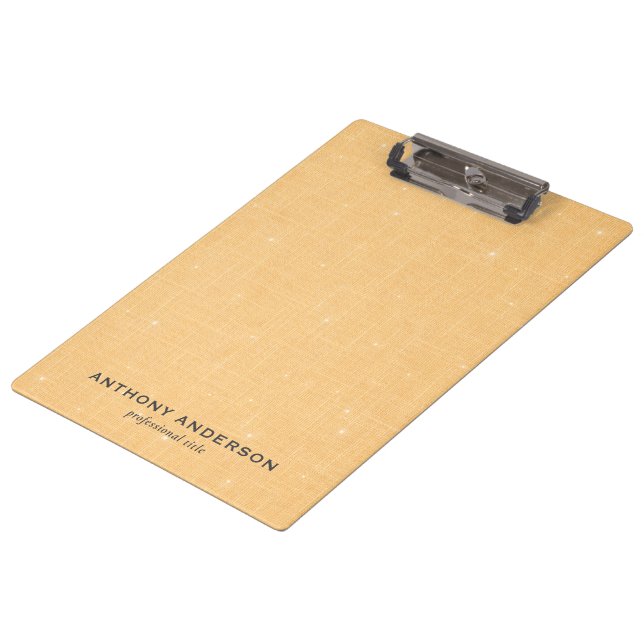 Gold Linen Texture with Subtle White Sparkle Clipboard (Angled)