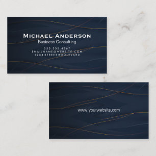 Gold Lines   Blue Background Business Card