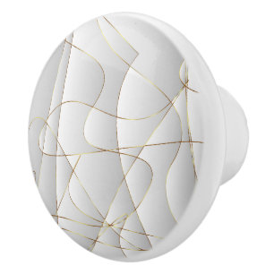 Gold Lines on White Ceramic Knob