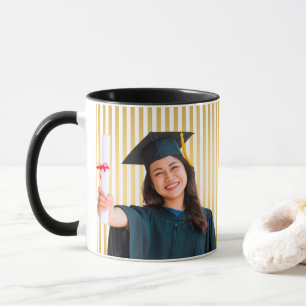 Gold Lines Personalized Woman Portrait Graduation Mug