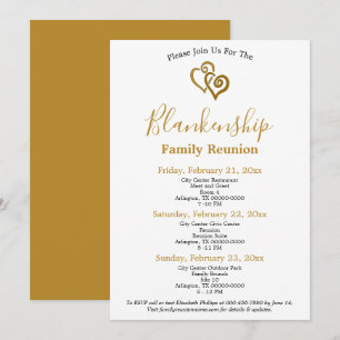 Gold Linked Hearts Family Reunion Template