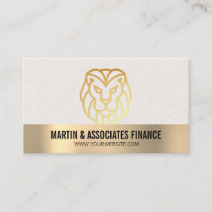 Gold LIon Candlesticks Finance Gold Trim Business Card