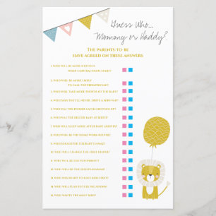 Gold Lion Guess Who Mummy / Daddy Baby Shower Game