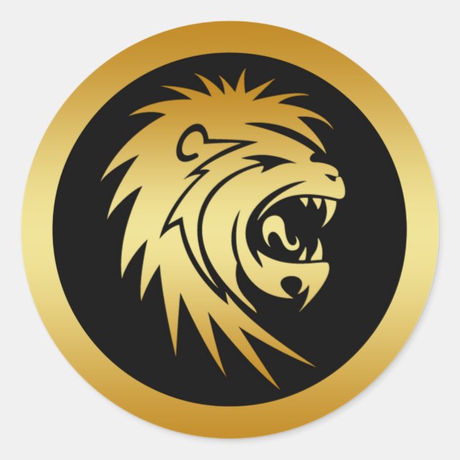 GOLD LION HEAD CLASSIC ROUND STICKER (Front)