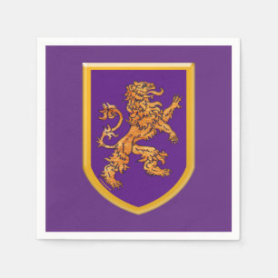 Gold Lion on Purple Napkin
