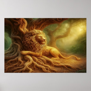 Gold Lion Poster
