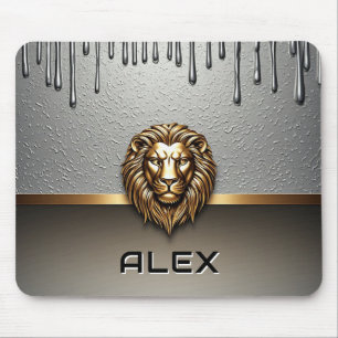 Gold Lion Relief With Metallic Texture 🦁 Mouse Pad
