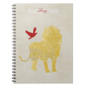 Gold Lion Silhouette Personalised Notebook