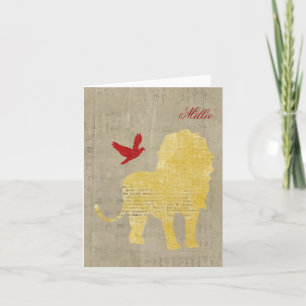 Gold Lion Silhouette Personalised Notecard