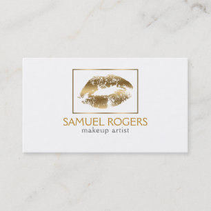 Gold Lips & Geometric Frame Business Card