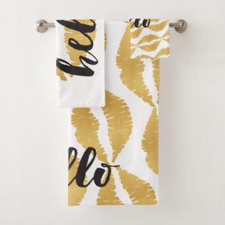 Gold Lips + Hello Bath Towel Set