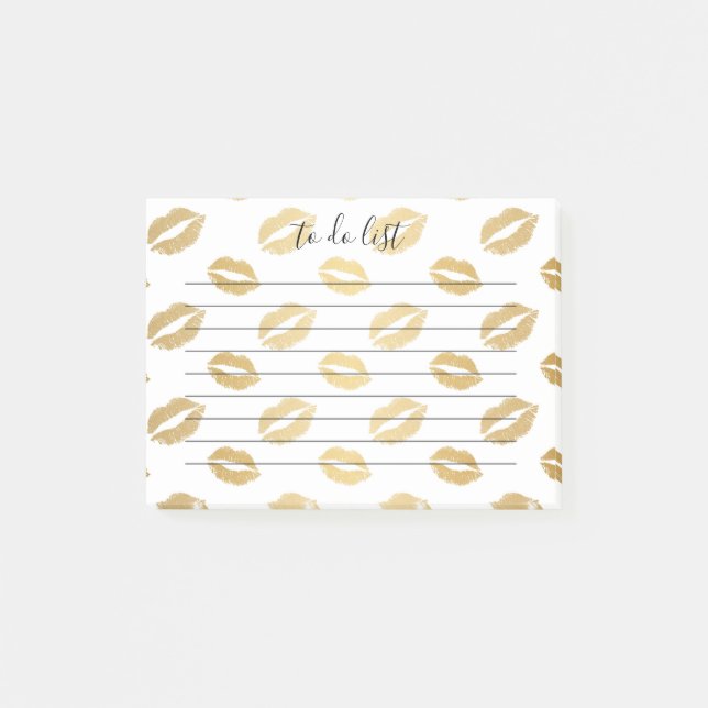 Gold Lips To Do List Post-It Notes (Front)