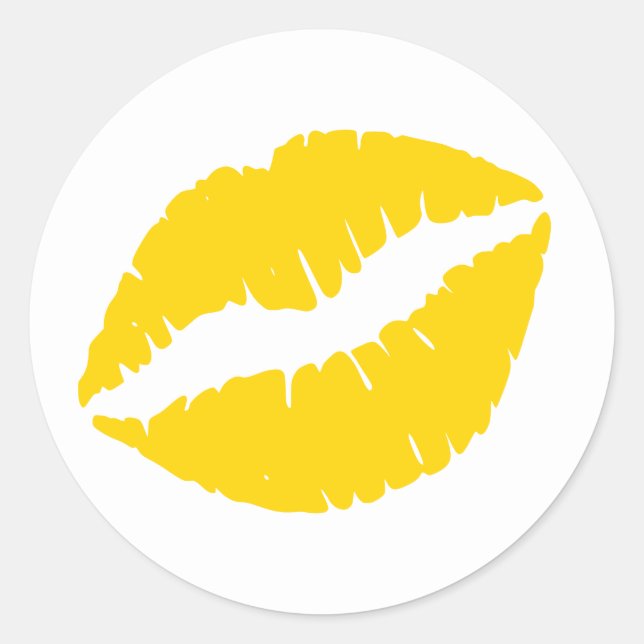Gold Lipstick Print Classic Round Sticker (Front)