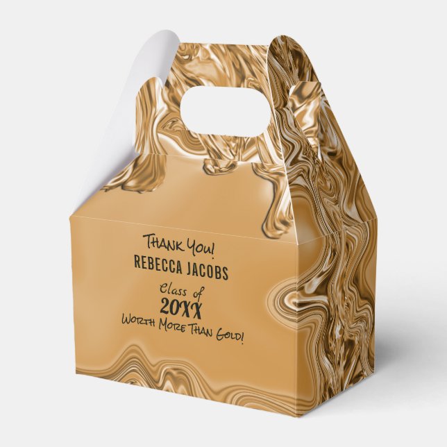 Gold Liquid Metal Graduation Party Favour Box (Front Side)