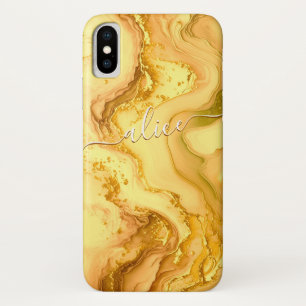 Gold liquid personalizable name with swashes iPhone x case