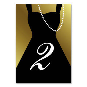 Gold & Little Black Dress Tuxedo Table Card Number