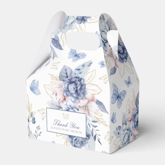 Gold Little Butterfly Boy Baby Shower Favour Box (Front Side)