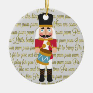 Gold Little Drummer Boy Nutcracker Christmas Ceramic Ornament