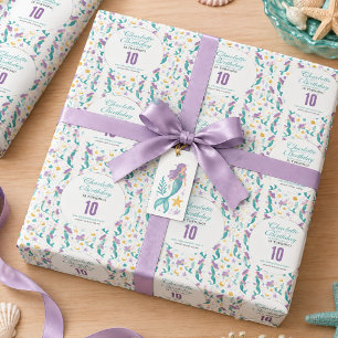 Gold Little Mermaid 10th Birthday Under the Sea Wrapping Paper