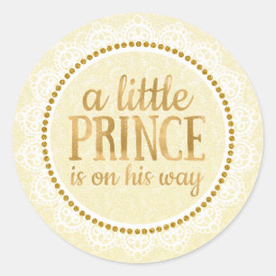 Gold Little Prince Baby Shower Sticker