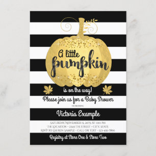 Gold Little Pumpkin Baby Shower Invitations