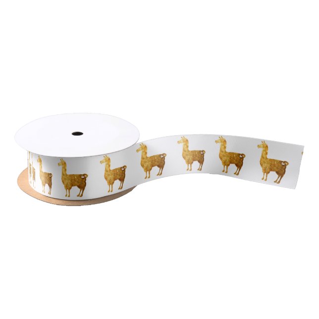 Gold Llama Ribbon Satin Ribbon (Spool)