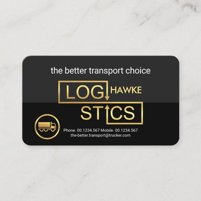 Gold LOGISTICS Signage Trucking Business Card (Front)