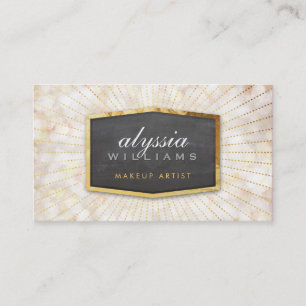 GOLD LOGO art deco elegant sunburst grey bokeh Business Card