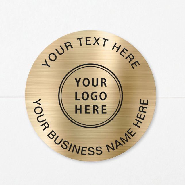 Gold Logo Business Classic Round Sticker (Creator Uploaded)