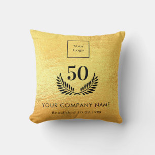 Gold logo business years of service cushion
