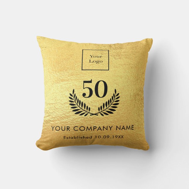 Gold logo business years of service cushion (Front)
