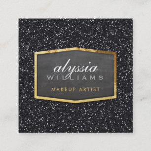 GOLD LOGO classy elegant glitter sparkle black Square Business Card