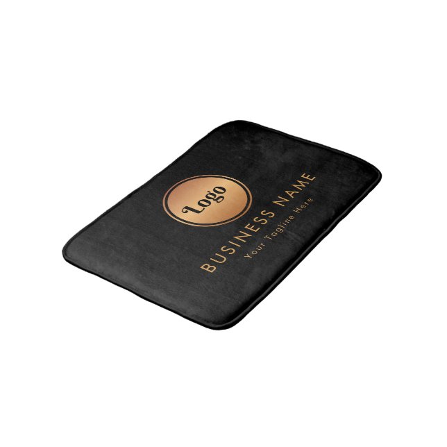 Gold Logo & Custom Text Business Company Branded  Bath Mat (Angled)