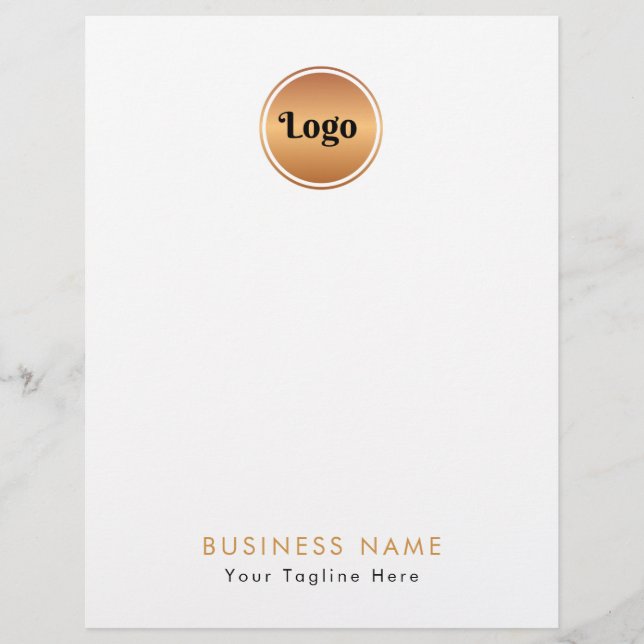 Gold Logo & Custom Text Business Company Branded   Custom Letterhead (Front)