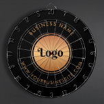 Gold Logo & Custom Text Business Company Branded  Dartboard<br><div class="desc">This stylish dart board would be great for your business/promotional needs! Easily add your logo and custom text by clicking on the "personalise" option.</div>