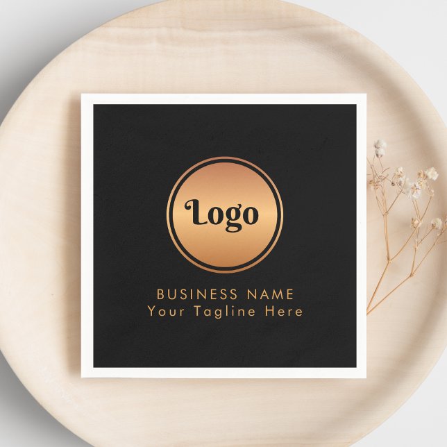 Gold Logo & Custom Text Business Company Branded  Napkin (Creator Uploaded)