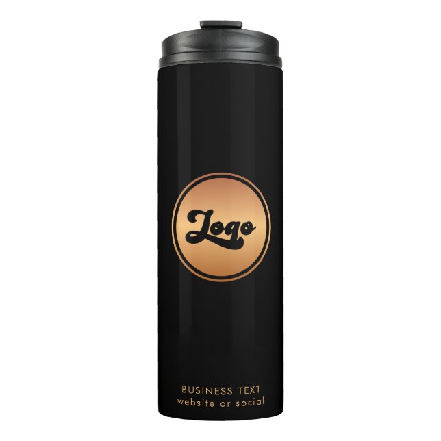 Gold Logo & Custom Text Business Company Branded  Thermal Tumbler (Front)