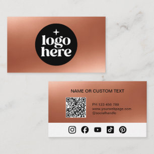 Gold Logo QR Code Social Media Business Card
