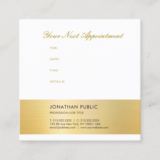 Gold Look Appointment Reminder Modern Elegant Card (Front)