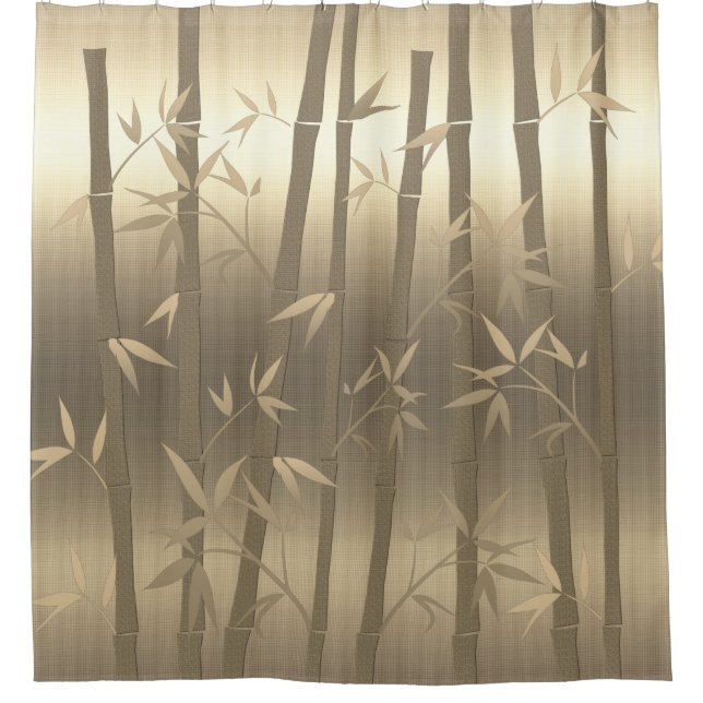 Gold Look Bamboo Plant Nature Shower Curtain (Front)