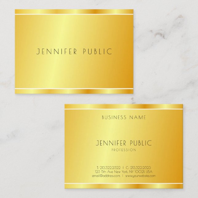 Gold Look Custom Modern Elegant Template Business Card (Front/Back)